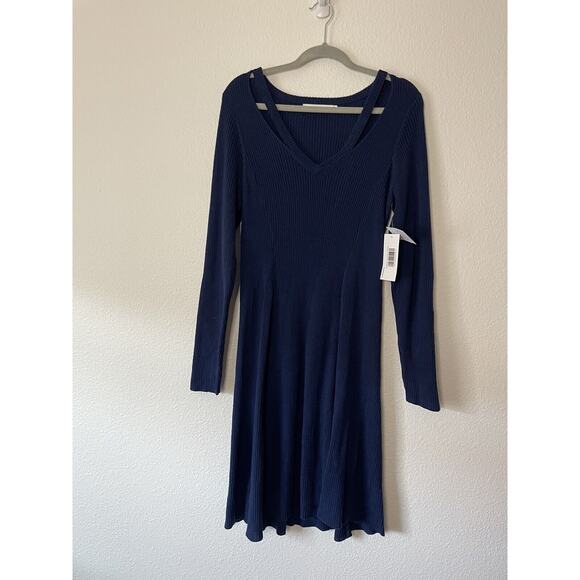 JustFab Cutout Fit & Flare Sweater Dress Blue Teal 1X NWT - Picture 4 of 6
